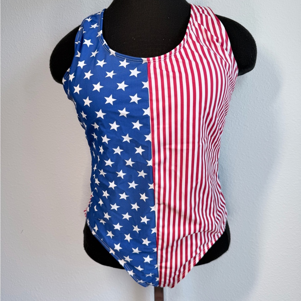 BONGO Y2K American Flag One Piece Patriotic Stars & Stripes Size L